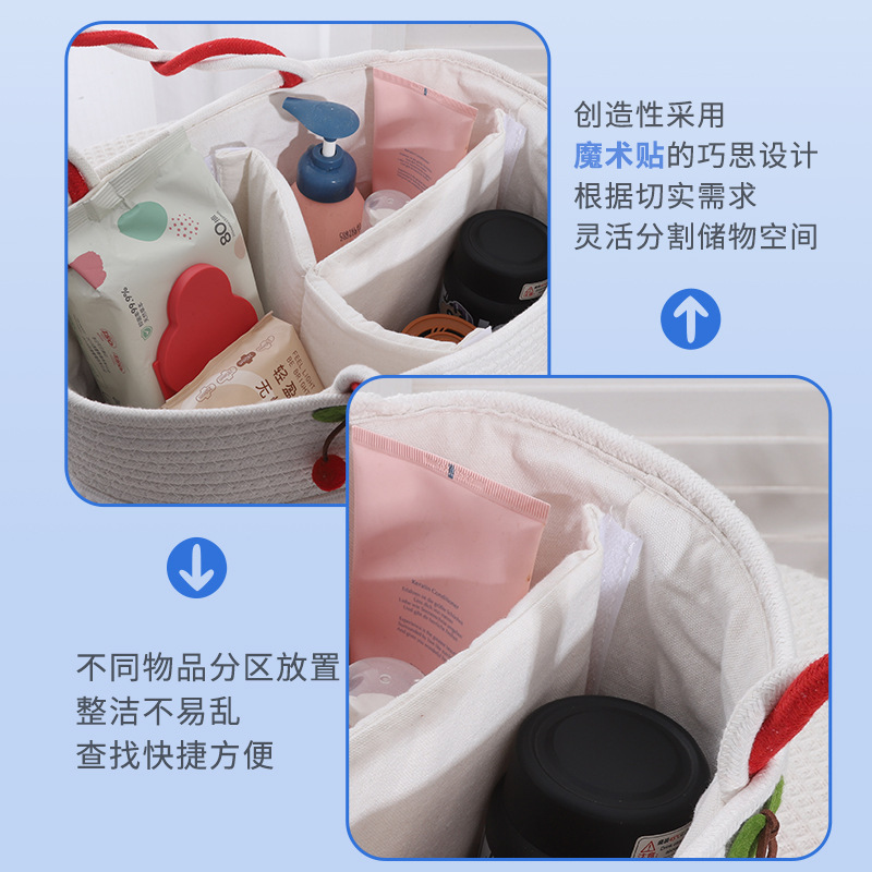 棉绳樱桃手提收纳篮厂家供应可爱新款手提包批发女款手工棉线包|undefined