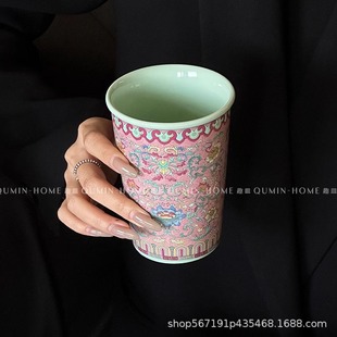 Enamel Ceramic Cup, Retro Mug, Hand-Held Cup, Water Cup, Antique Tea Cup, High-Looking Coffee Cup