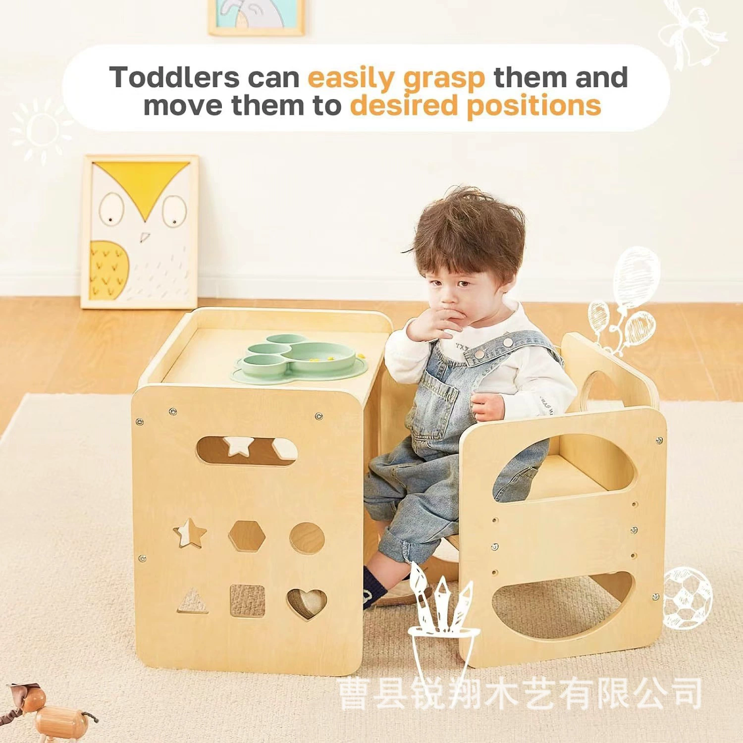 Деревянный детский стол для отлучения от груди трансграничный массивный лес с доской для рисования игры Детский стол регулируемая высота детский стол стул