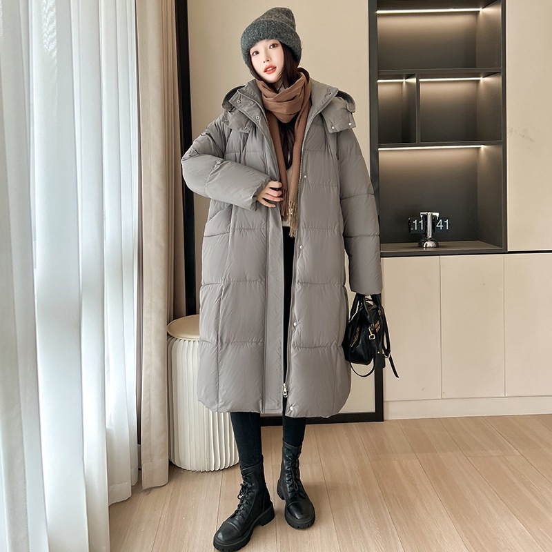 俄罗斯大码冬季加厚长款过膝宽松版棉服时尚新款保暖女连帽外套|undefined
