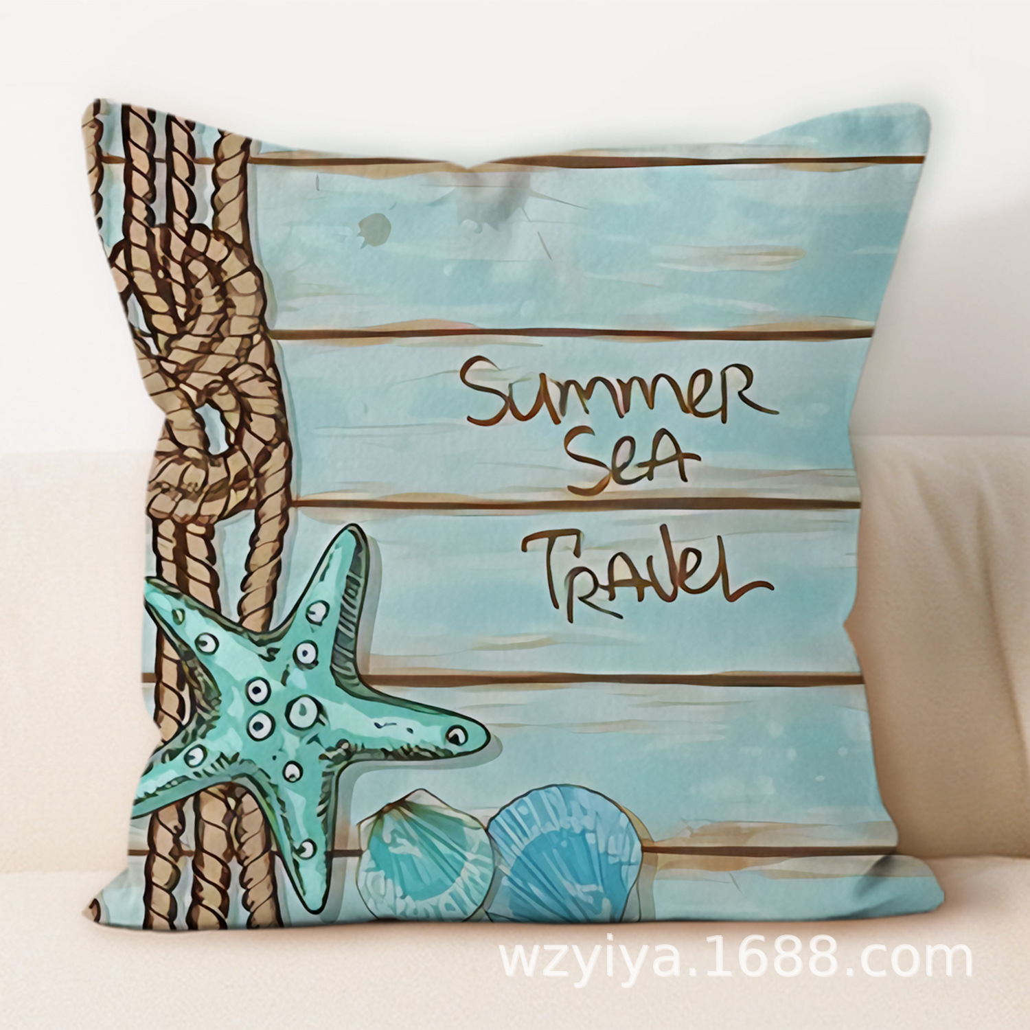 Sea shell impresión almohada de abrazo simple moderno sofá en el hogar cojín de respaldo decoración desmontable cuadrado almohada de cabeza de cama