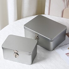 新款装现金保险盒子桌面整理杂物铁盒密码盒小箱子证件手机储物盒