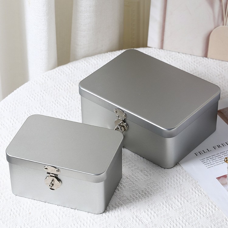 新款装现金保险盒子桌面整理杂物铁盒密码盒小箱子证件手机储物盒