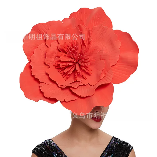 EVA Big Flower Hair Hoop Hat Headwear Kentucky Derby Exaggerated Headwear Bridal Ball Hair Accessories European and American Cross Border