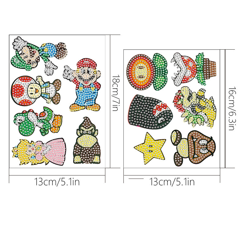 La historieta más vendida Mario Diamond pintura pegatinas gratis DIY pegatinas ladrillo pintura pegatinas de pared de los niños pegatinas hechas a mano diamante redondo