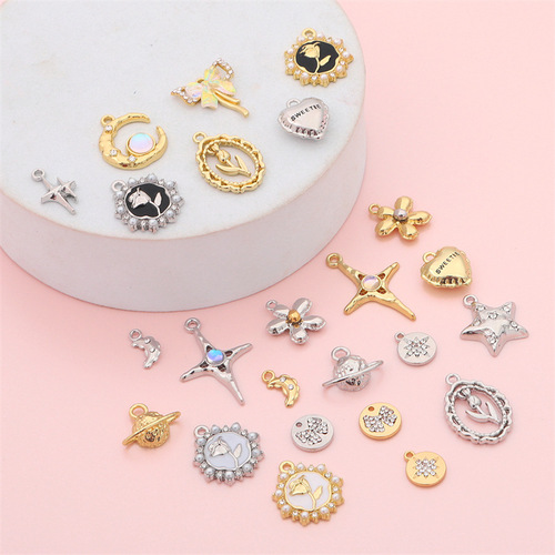 Retro planet love five-pointed star electroplating pendant DIY alloy accessories handmade earrings bracelet jewelry materials