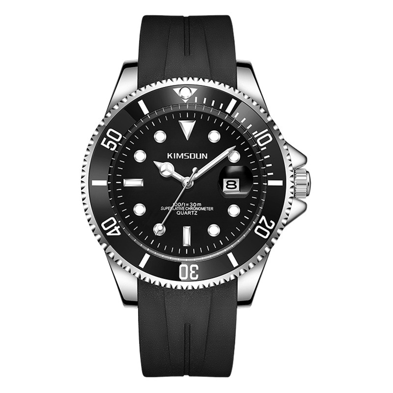 Fantasma de agua negro y verde transfronterizo reloj de marca dorada SHIDUN reloj de cuarzo impermeable luminoso reloj de hombre