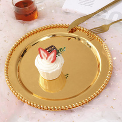 Ironwork bead fruit tray household living room coffee table creative cake plate luxury exquisite wedding snack tray decoration