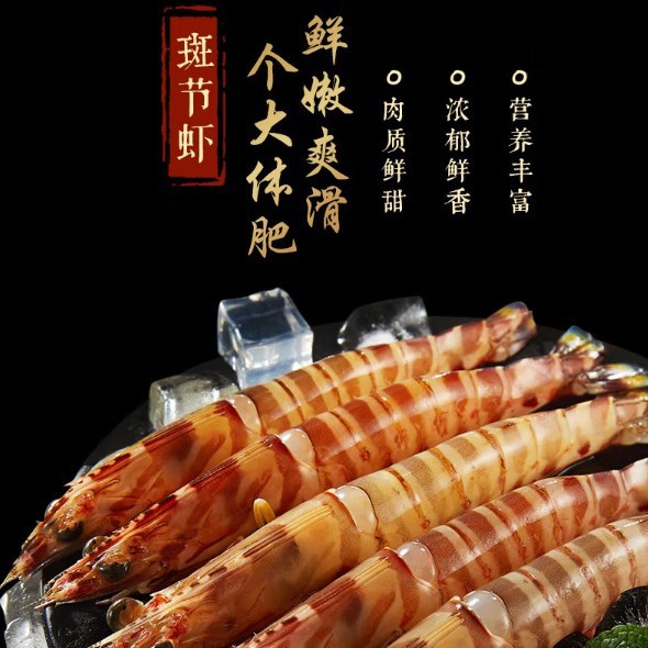 东山岛斑节虾活冻九节虾鲜活大海虾整盒装虾竹节虾船冻九节虾