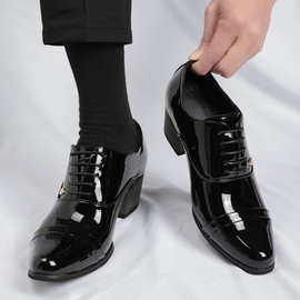 跨境男士高跟增高宴会皮鞋2025春秋新款时尚休闲皮鞋男式高跟皮鞋