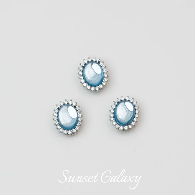 Silver-plated Inlaid Aquamarus Beaded Zərgərlik ara hissələri - aquamarine-oval-small-one12105mm