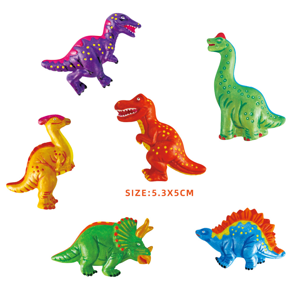 跨境创意礼物diy手工玩具 倒模恐龙模型石膏涂鸦益智儿童玩具批发