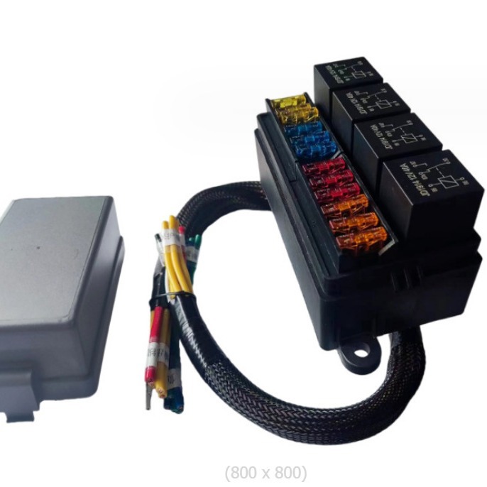 12路保险丝盒汽车房车改装保险盒4个继电器+12个保险丝12V-24V