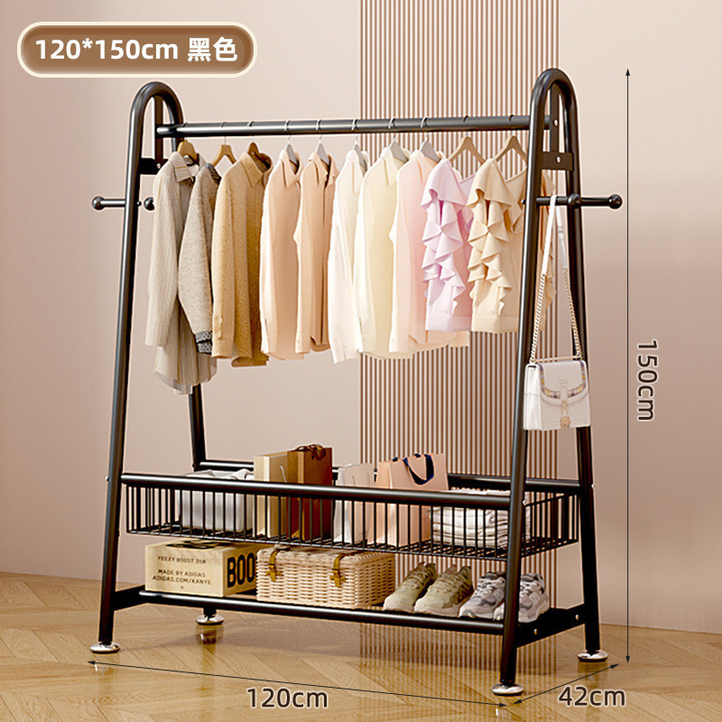 녹슬지 않는 탄소강 | 빅맥 3.2CM 두꺼운 파이프 직경 | 대기 블랙 - 대용량 저장 [120CM*150CM] 이중층 프레임