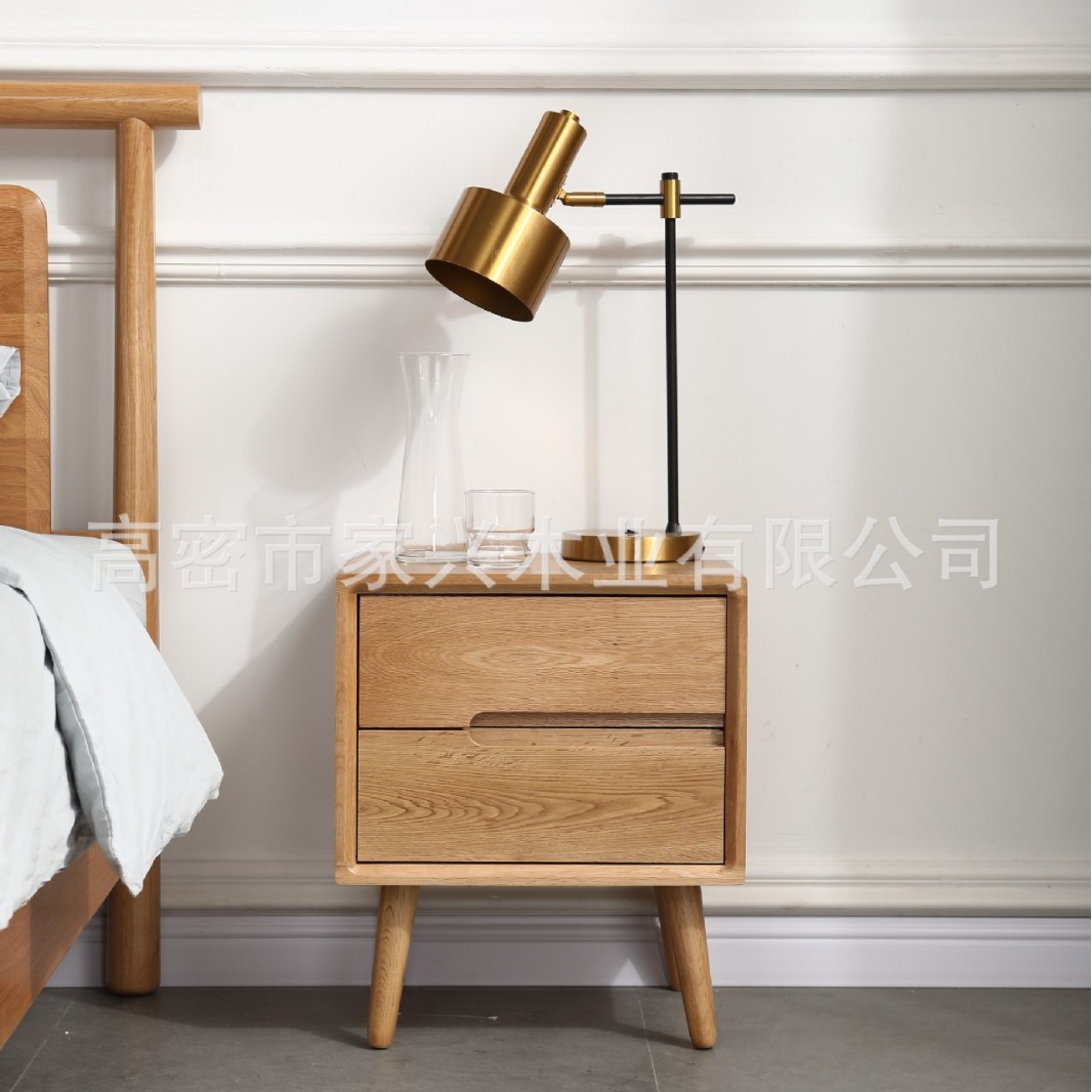 공장 공급 북유럽 간단한 통나무 침대 옆 테이블 화이트 오크 침실 상업용 침실 테이블 홈스테이 호텔 특별 캐비닛