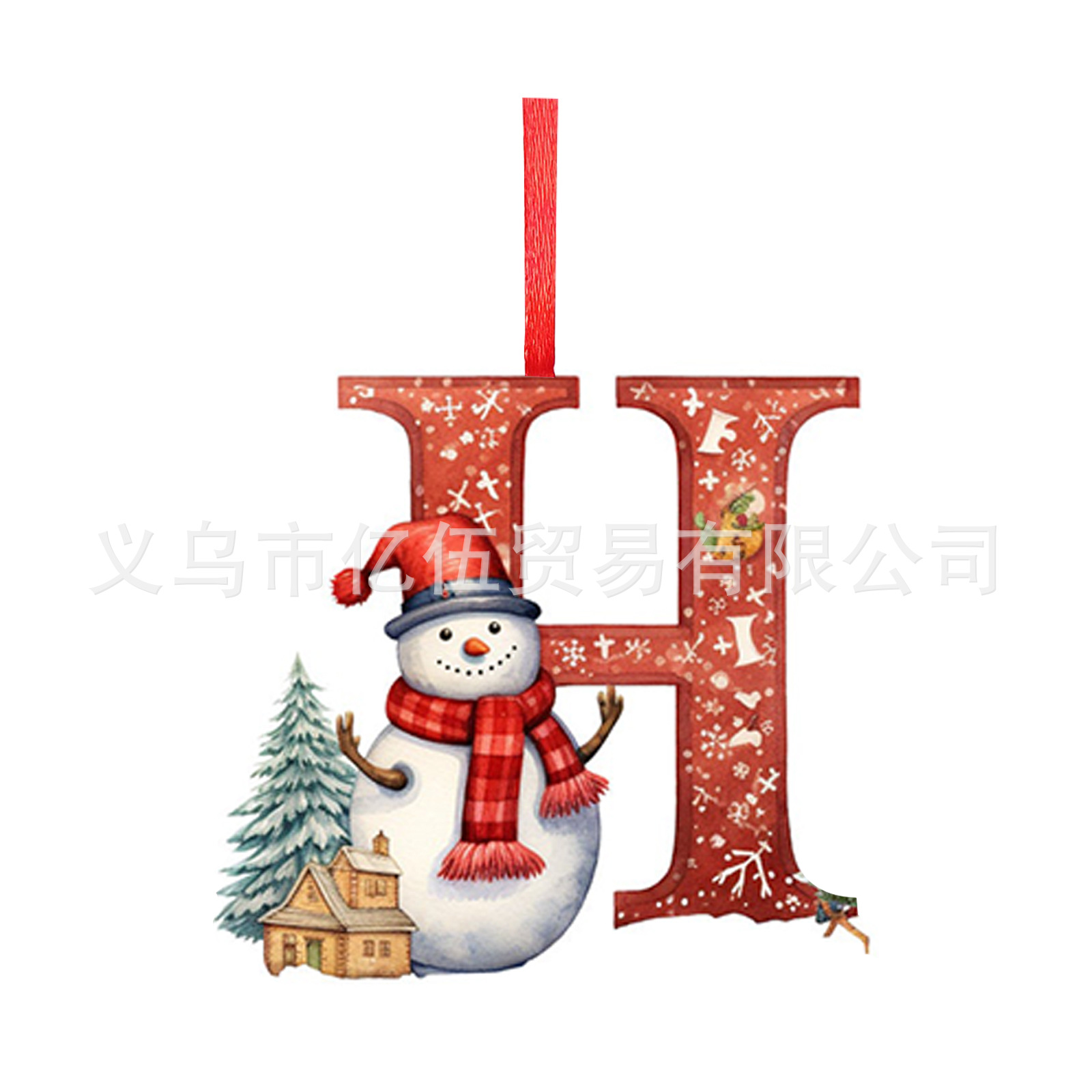 Nuevos productos transfronterizos 26 letras muñeco de nieve bebé colgante de Navidad acrílico plano árbol de Navidad decoración para el hogar colgante image 13