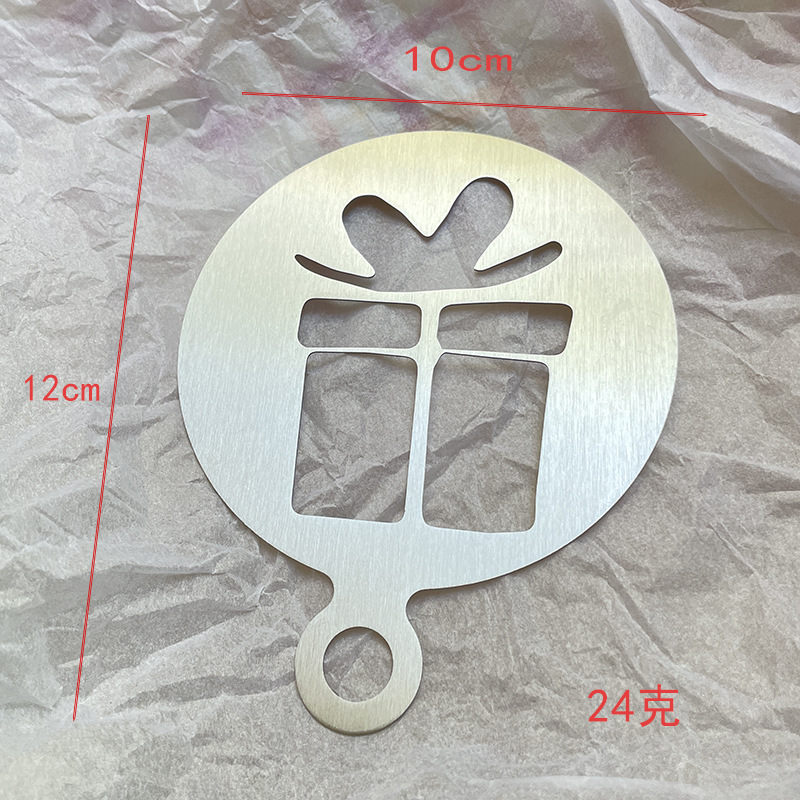 En stock 6 piezas creativo de acero inoxidable café guirnalda molde portátil café leche burbuja spray flor impresión plantilla