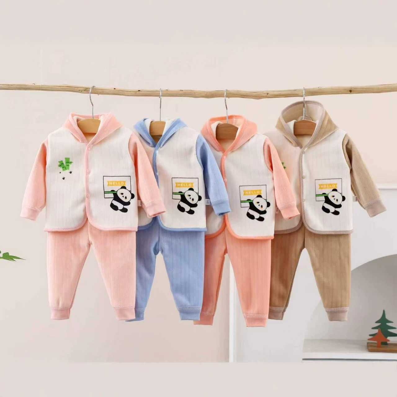 Baby calentamiento ropa interior set sin hueso algodón recién nacido tres capas de algodón folded pijamas primavera y otoño abrigo de bebé image 4