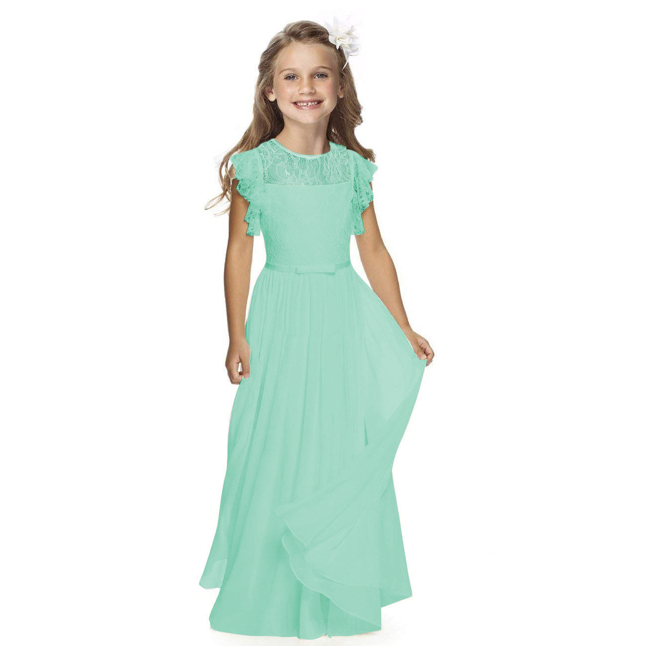 Comercio exterior transfronterizo europeo y americano de ropa infantil, vestidos de boda para niños, vestido largo de princesa de gasa para niña de las flores de Amazon para cumpleaños y actuaciones.