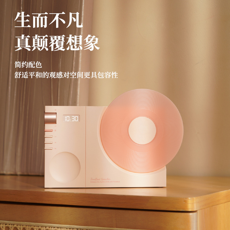 レトロな黒ゴムレコード機bluetoothオーディオusb充電無線ミニスピーカー携帯屋外デスクトップtfカード時計|undefined