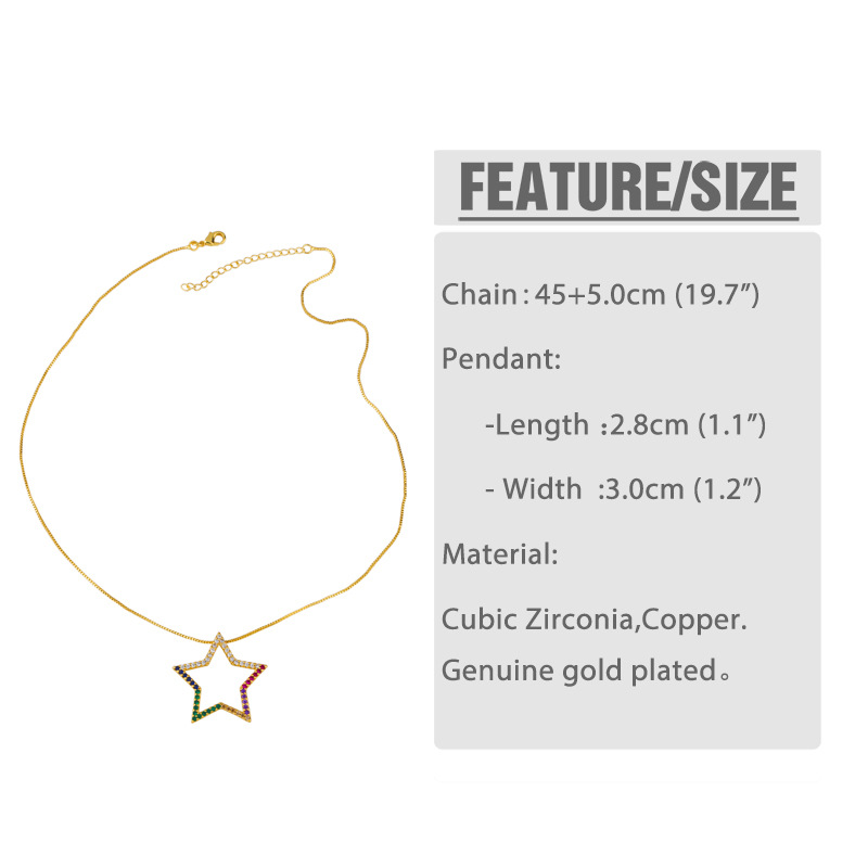 Fashion Simple Five-pointed Star Moon Pendant Necklace display picture 2