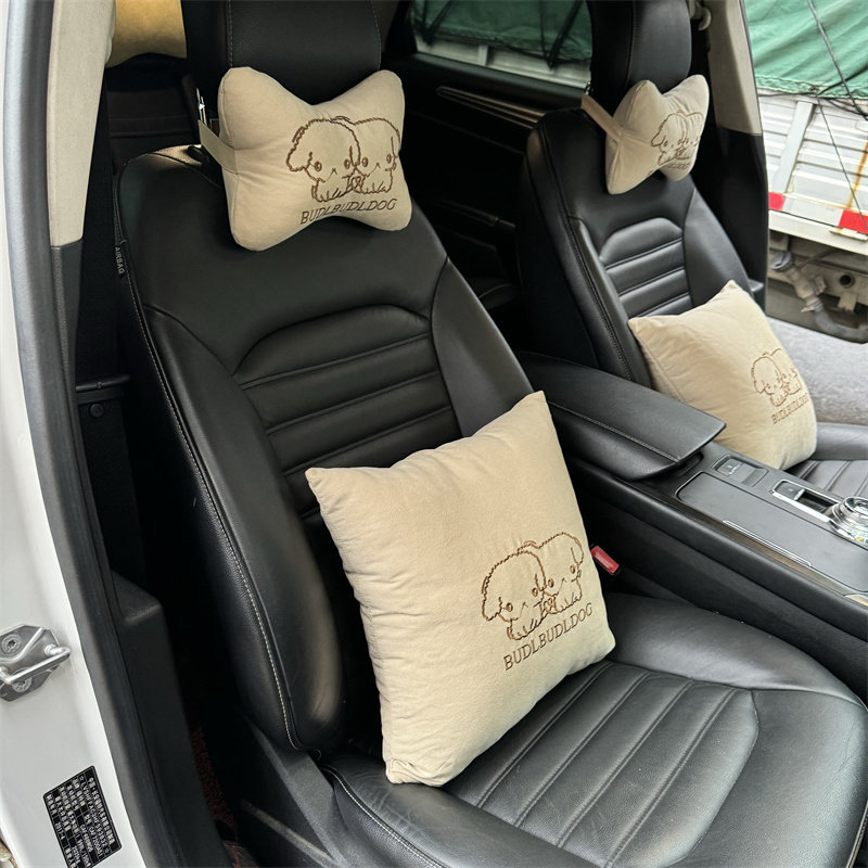 Car Pillow, Lumbar Support, Four-Piece Set, Seat Pillow, Neck Pillow, Back Cushion, Car Accessories, Cute Cartoon Design