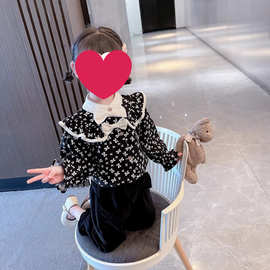 女宝宝时尚休闲春秋套装中小童2024秋季新款纯色娃娃脸休闲两件套