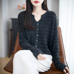 批发半开领羊驼绒针织衫2025秋装新款时尚洋气宽松打底衫休闲上衣