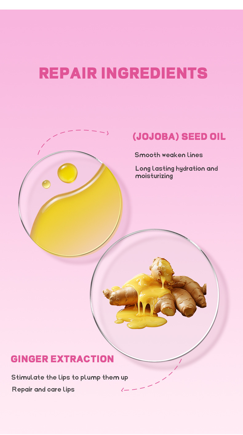 Pudaier Lip Plumping Gloss Moisturizing Ginger Non Fading Lipstick_voghion.com