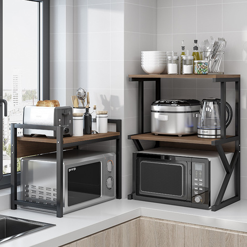 Kitchen shelf storage rack double-layer oven microwave stand desktop organizer storage unit for home use.