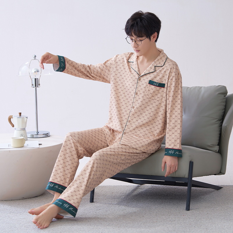 Pijamas de hombre primavera y otoño de algodón puro 2023 nuevos hombres de manga larga resistente ropa para el hogar Otoño e Invierno