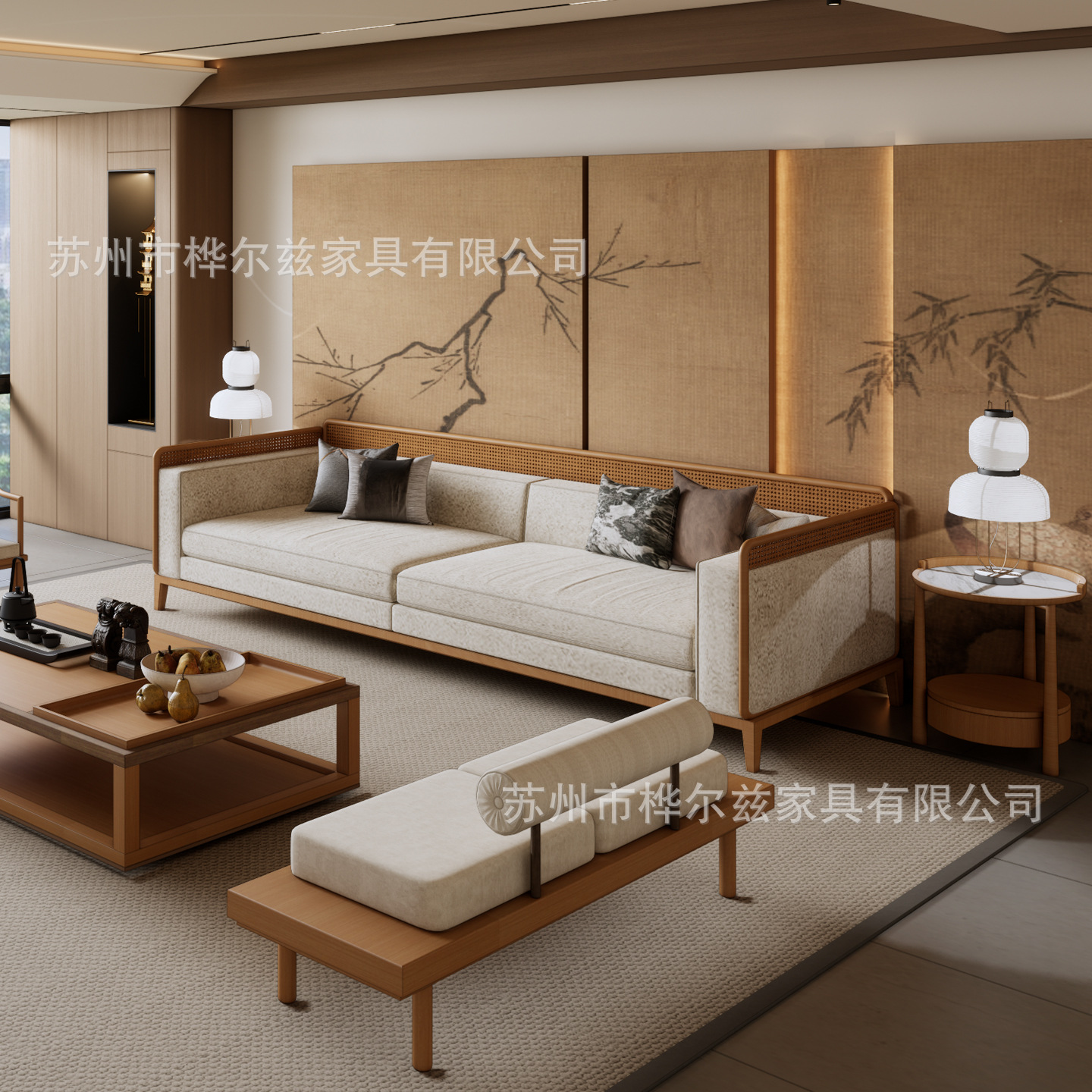 Song's Aesthetic New Chinese Style Sofa Combination, Antique Style, Modern Simplicity, Zen Style, Small Apartment, Light Luxury Living Room Furniture