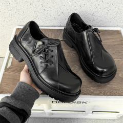 ダービー靴黒の中で高くなった厚い底の靴通勤男女ファッション靴英倫風レジャー14651-J