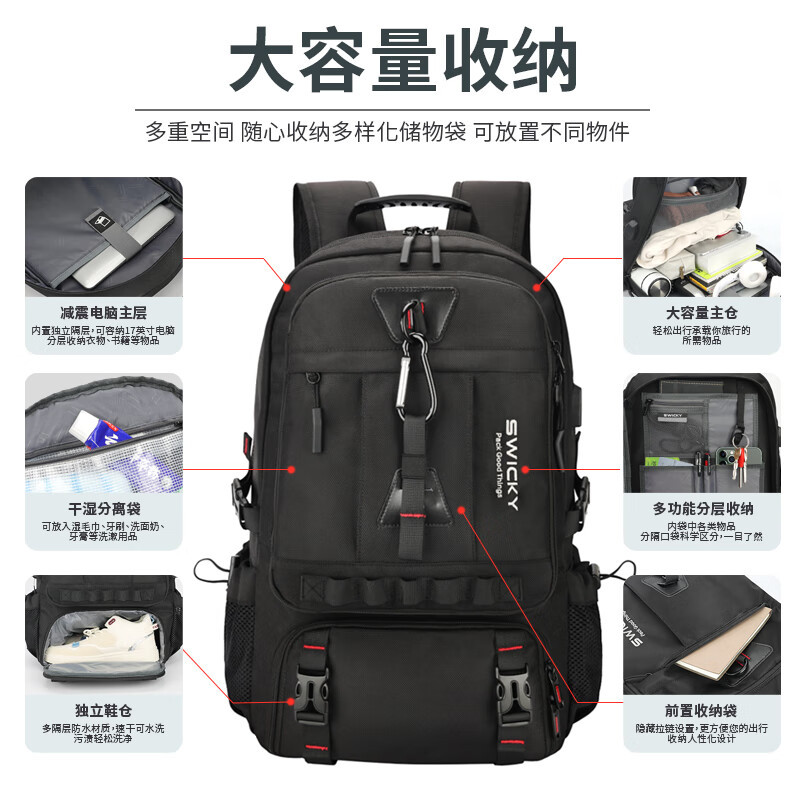 商务背包双肩包大容量男士高级感多功能防盗USB充电背包越南代工