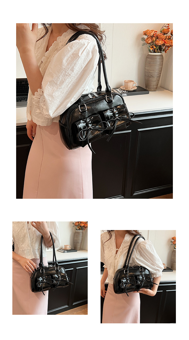 Elegant Women's Ballet Style Shoulder Bag With Bowknot Detail_voghion.com