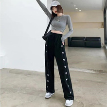 新款2022原宿风直筒裤运动休闲裤宽松阔腿裤女学生ins慵懒风裤子