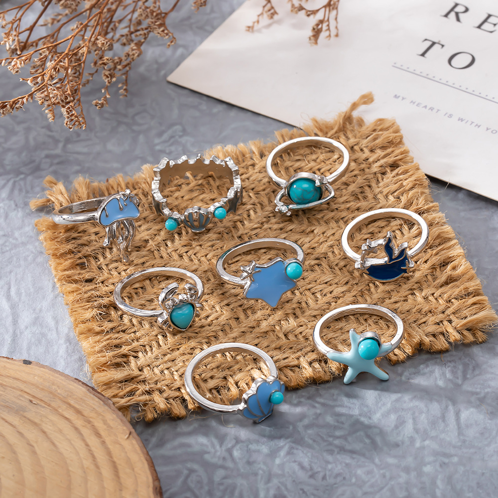 Alloy Material 1 Set Cute Marine Style Modern Style Starfish Conch Heart Shape Alloy Plating Women's Rings