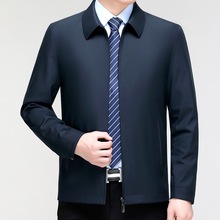 2025春秋新款中年男士纯色夹克衫爸爸装外套中老年男装夹克男上衣