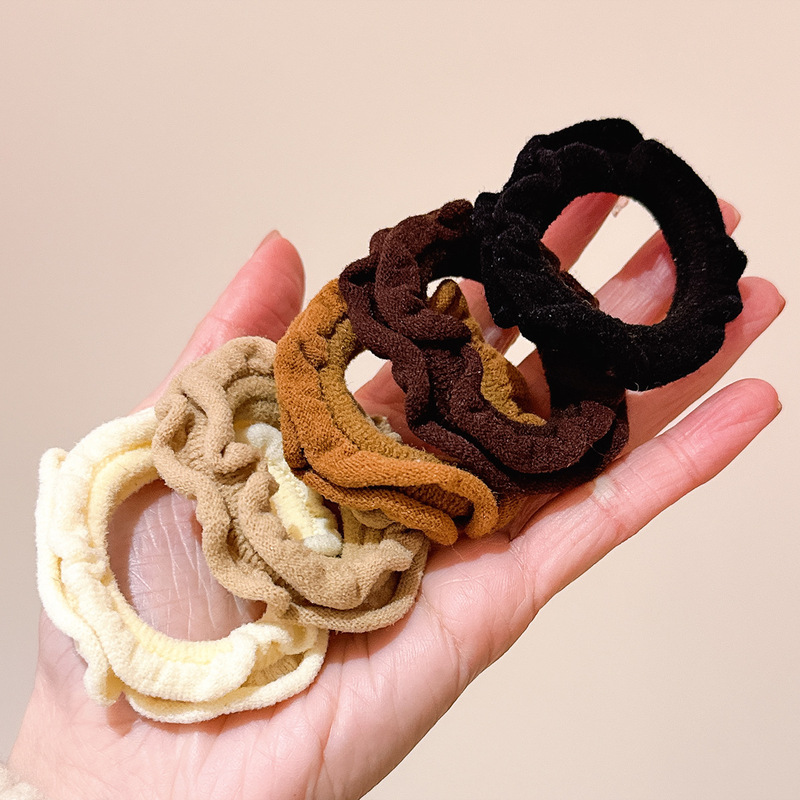 Simple all-match wooden ear hair band ball head rubber band women's high elastic durable hair rope hair accessories