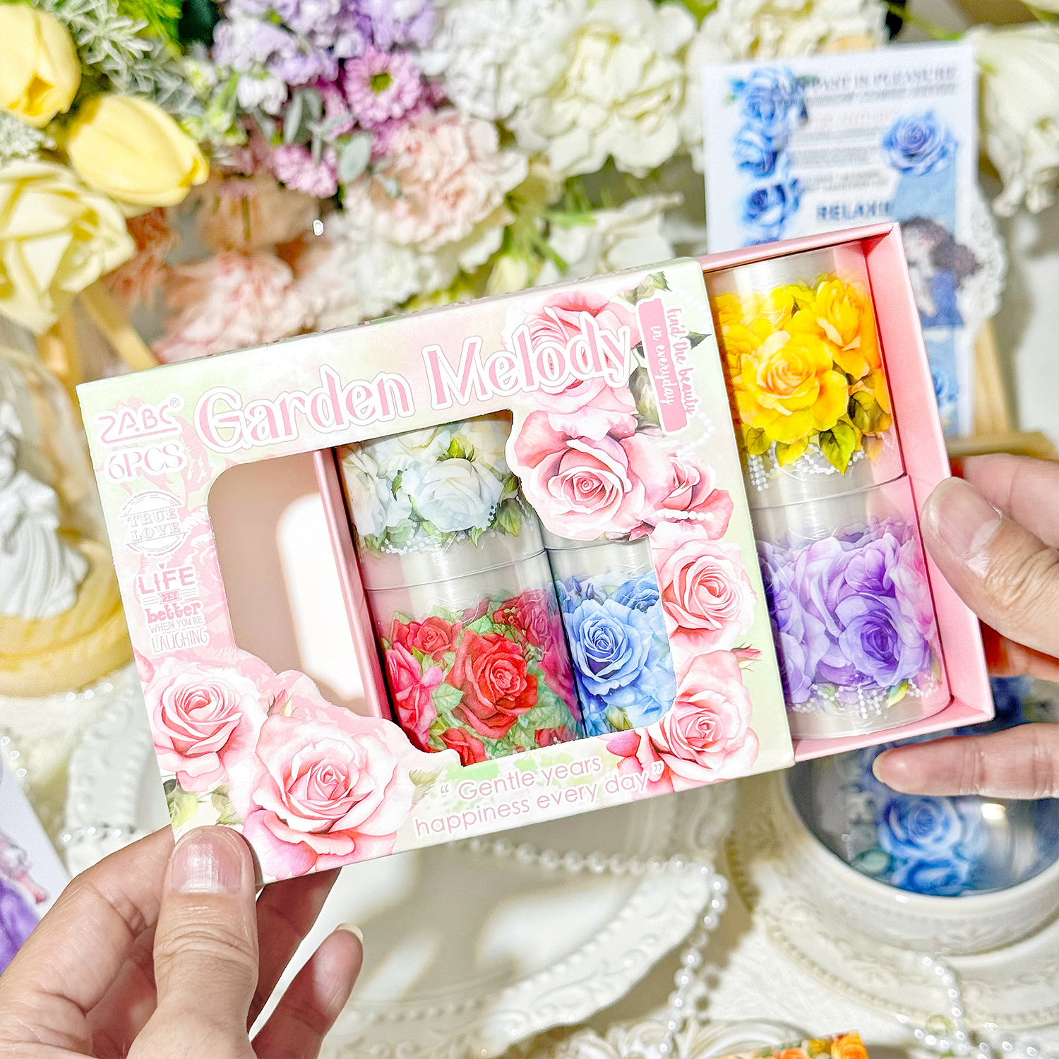 Huahai suave, transparente, impermeable, cinta de pet, caja, diario de bricolaje, pegatinas de paisajismo, pegatinas de flores, pegatinas de cuentas de manos