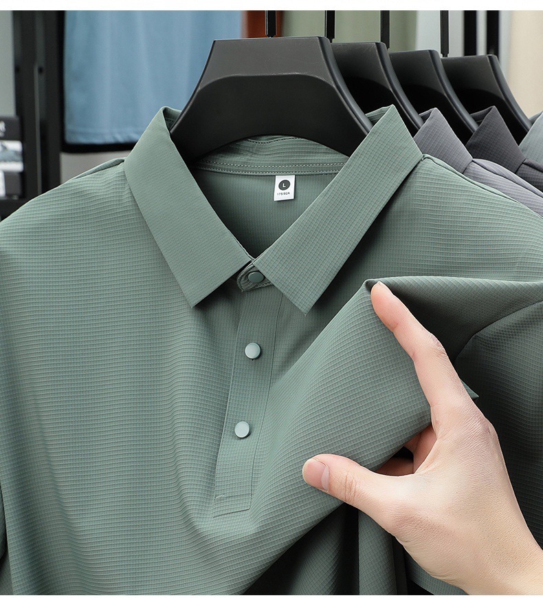 Ice Silk Polo Shirt Men Quick-dry Breathable Summer T-shirt_voghion.com