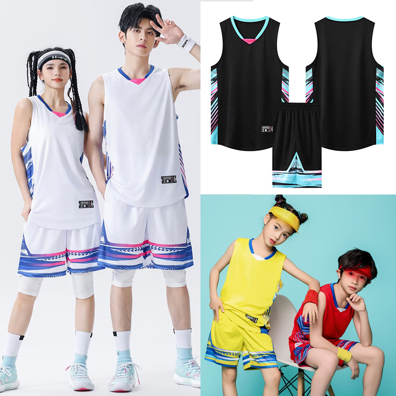 New Basketball Uniform Set for Men, Summer College Student Competition Team Uniforms, Children's Training Uniforms, Custom Jerseys with Digital Printing for Women