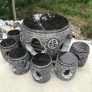 石桌石凳户外庭院花园别墅家用仿古青石桌椅象棋石头桌子现货厂家