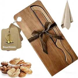 木质切面包套装聚会露营面包刀面包吐司切片砧板法棍切片刀带砧板