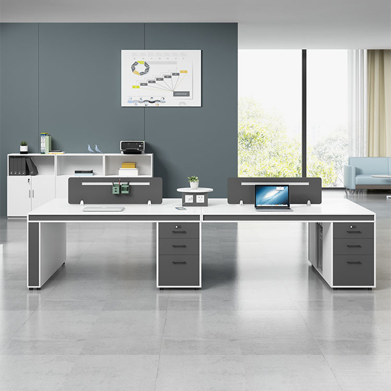 Mesa de personal de lujo ligero estilo simple y moderno 2 cuatro personas 6 combinación de escritorio y silla de computadora de oficina