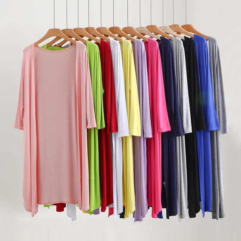 Modal Long-sleeved Cardigan Thin Coat Women's Summer plus size Outer Wear Sunscreen Solid Color Shawl Air-conditioning Shirt Modal Long-sleeved Cardigan Thin Coat Women's Summer plus size Outer Wear Sunscreen Solid Color Shawl Air-conditioning Shirt