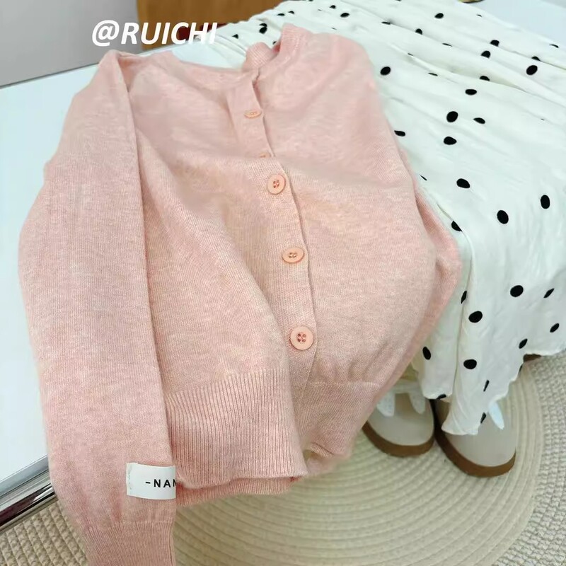 Korean Style Gentle Pink Knitwear for Women, Soft and Waxy Skin-Friendly Knitted Knitwear, Small Cardigan, Round Neck Knitwear, Jacket, Romantic Cardigan for Women