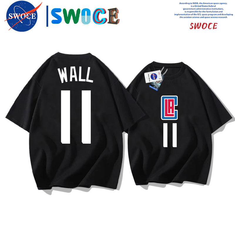 Clippers No. 11 Wall Basketball Jersey Short-sleeved T-shirt Men's and Women's Summer Youth Fashion Brand Loose Shoulder Half-sleeved Top