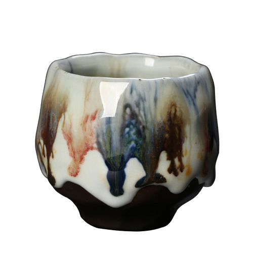 Handmade Taiwanese Zhiye Burned Tea Cup with Ru ware crackle glaze, a nurturing ceramic tea drinking cup, Japanese rustic pottery, host cup, single piece
