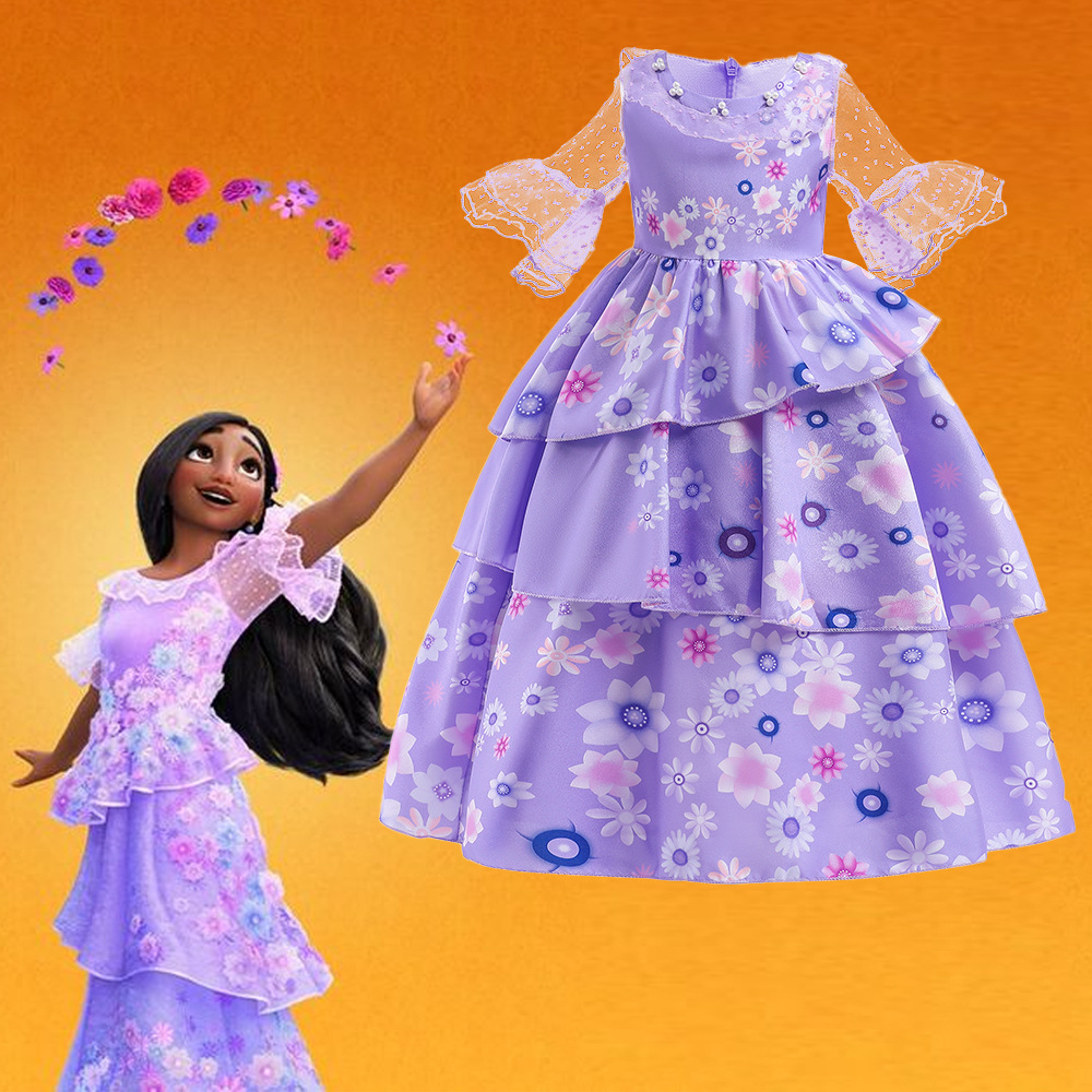 Europa y América transfronteriza nueva magia completa casa encanto niños princesa vestido niñas cos juego de rol vestido de rendimiento